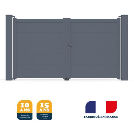 Portail battant prêt à poser MARYN Gris 7016 L306 cm X 165cm en aluminium BELTY