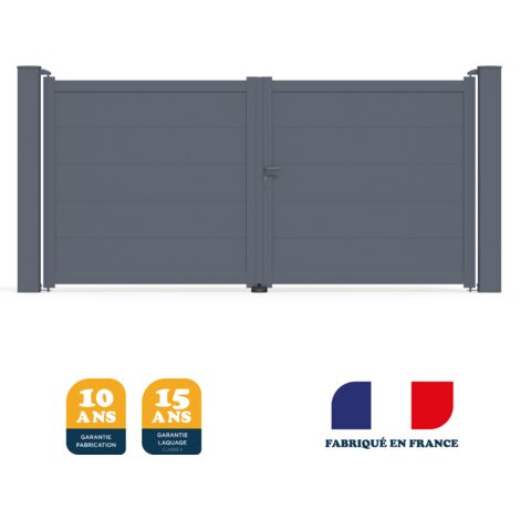 Portail battant prêt à poser MARYN Gris 7016 L356 cm X 165cm en aluminium BELTY