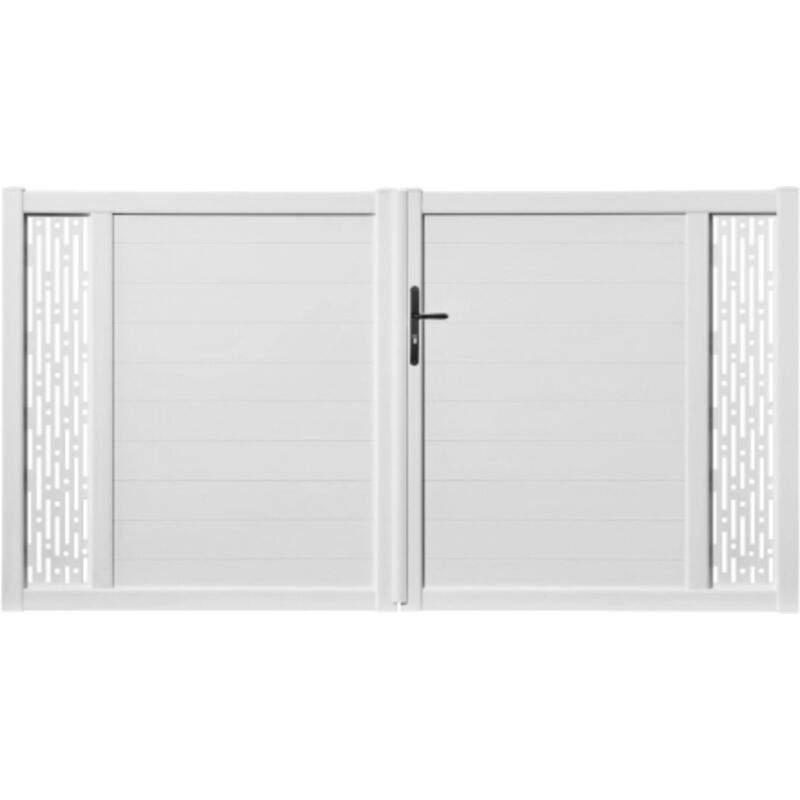 Gefradis - Portail battant pvc blanc H140 x L300 arles décor rectangles