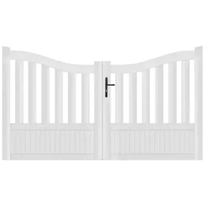 Portail battant pvc blanc H146 x L250 cm brest incurvé