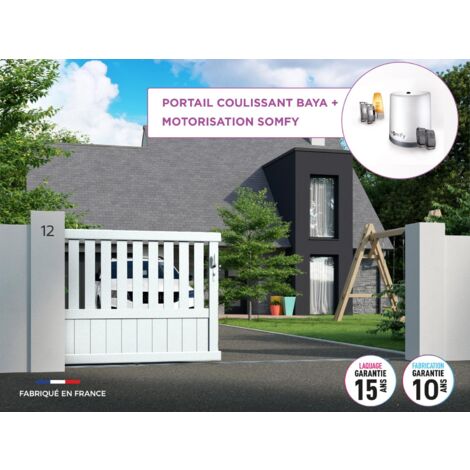 Portail battant YEL Blanc 9016 - L306 cm X H172 cm en aluminium manuel AUTOUR DU PORTAIL