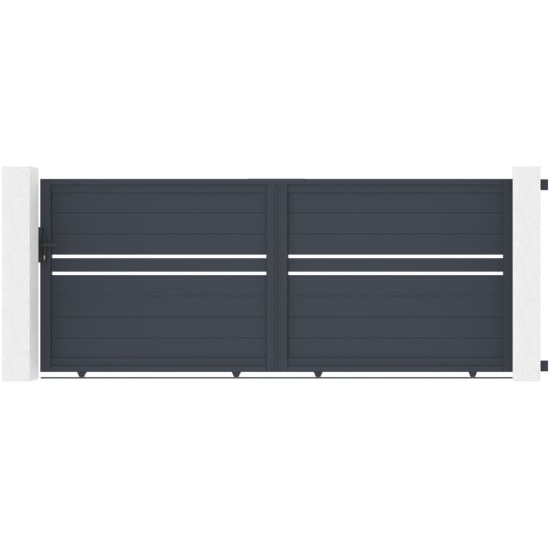 Portail coulissant 3,5m cimone H.140 aluminium gris
