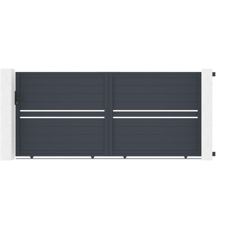 Portail coulissant 3,5m cimone H.160 aluminium gris