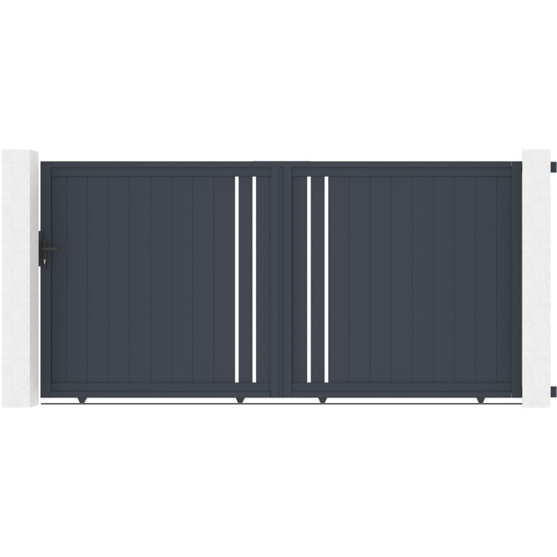 Portail coulissant 3,5m GIONA H.180 aluminium gris