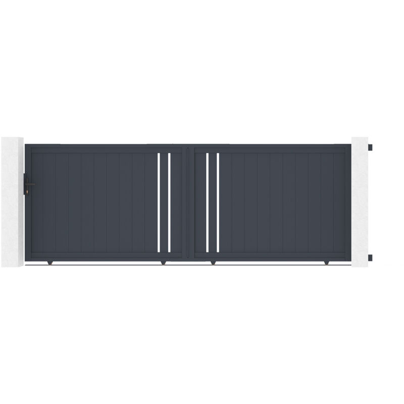 Portail coulissant 4m giona H.140 aluminium gris