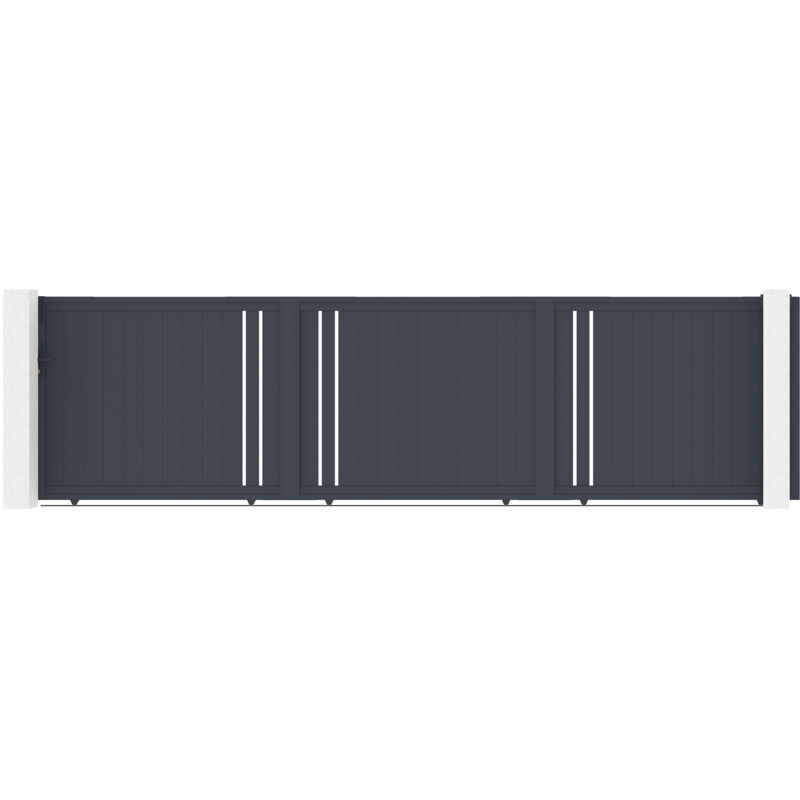 Portail coulissant 6m giona H.160 aluminium gris