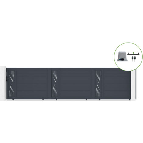 Portail coulissant 6m VELETA H.140cm alu + motorisation RANGER C300
