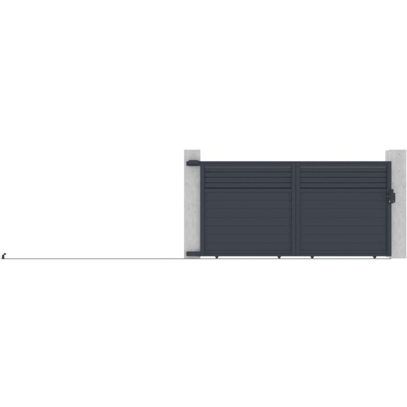 Portail coulissant aluminium persien L374 x H180 cm anthracite - viazo
