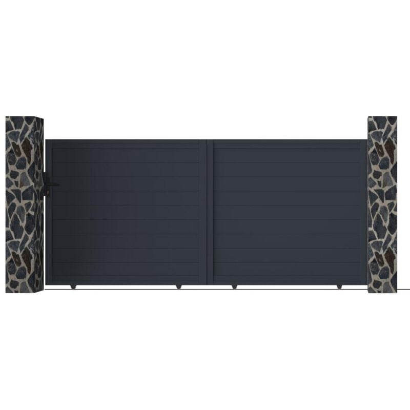 Portail coulissant aluminium plein L374 x H165 cm anthracite - nazario
