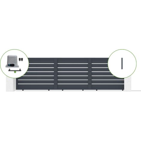 Portail coulissant électrique 5m VOGEL H.140 + 2 poteaux + moteur RANGER C300