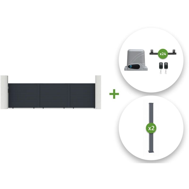 Casanoov - Portail coulissant électrique 6m eiger H.160 + 2 poteaux + moteur ranger C300