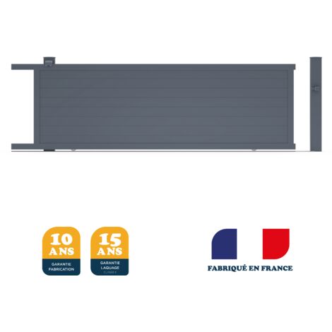 Portail coulissant prêt à la pose Yel Gris 7016 - L406 cm X H166 cm en aluminium manuel BELTY