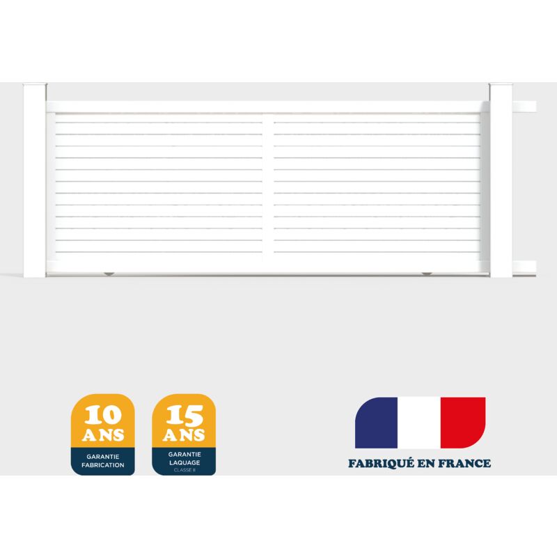 Portail coulissant prêt à poser azyr Blanc 9016 L356 cm x 139cm en aluminium belty