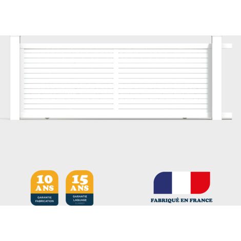 Portail coulissant prêt à poser AZYR Blanc 9016 L356 cm X 139cm refoulement gauche en aluminium BELTY