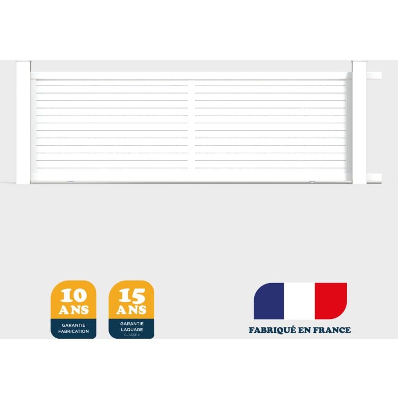 Portail coulissant prêt à poser AZYR Blanc 9016 L406 cm X 139cm en aluminium BELTY