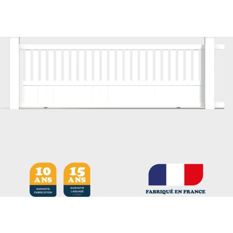 Portail coulissant prêt à poser DUNY Blanc 9016 L356 cm X 120cm en aluminium BELTY