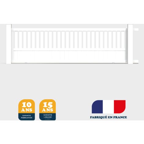 Portail coulissant prêt à poser DUNY Blanc 9016 L406 cm X 120cm en aluminium BELTY