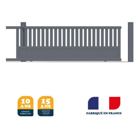 Portail coulissant prêt à poser DUNY Gris 7016 L356 cm X 120cm en aluminium BELTY