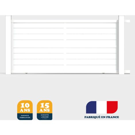 Portail coulissant prêt à poser ILY Blanc 9016 L356 cm X 177cm refoulement gauche en aluminium BELTY