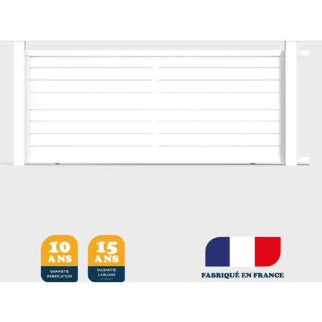 Portail coulissant prêt à poser ILY Blanc 9016 L406 cm X 177cm refoulement gauche en aluminium BELTY