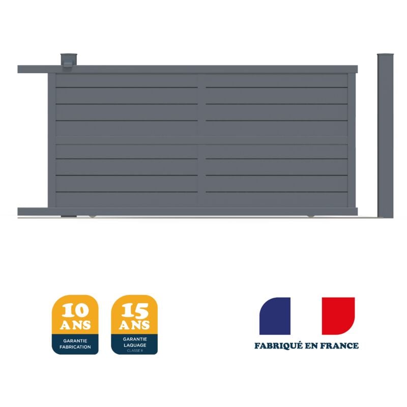 Portail coulissant prêt à poser ily Gris 7016 L356 cm x 177cm en aluminium belty