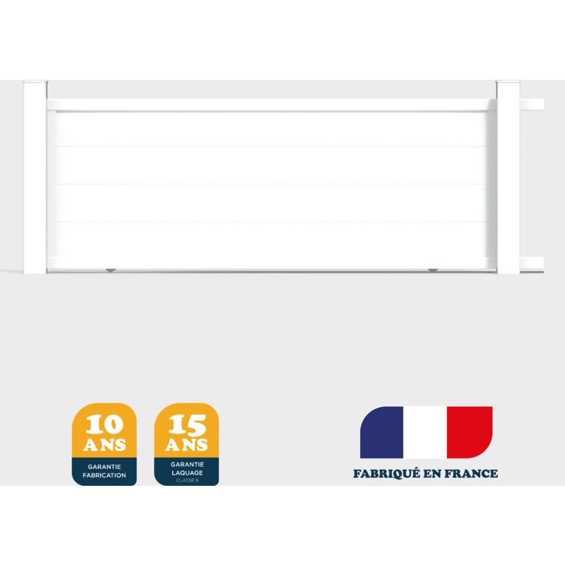 Portail coulissant prêt à poser maryn Blanc 9016 L356 cm x 135cm en aluminium belty