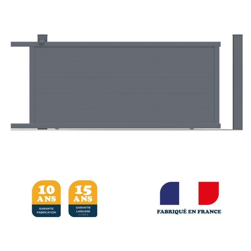 Portail coulissant prêt à poser maryn Gris 7016 L356 cm x 165cm en aluminium belty