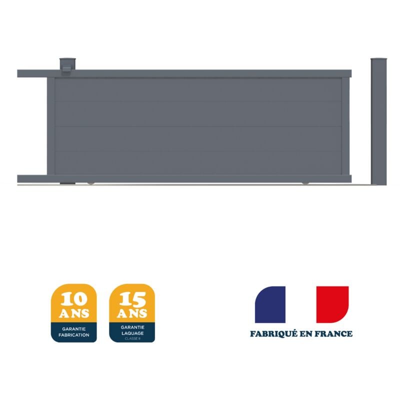 Portail coulissant prêt à poser maryn Gris 7016 L406 cm x 135cm en aluminium belty