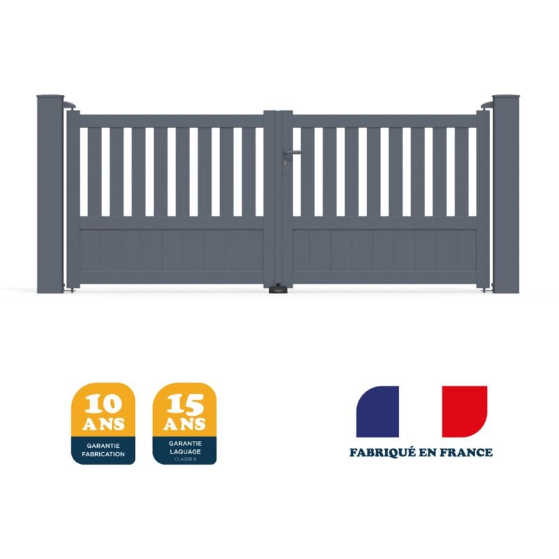 Portail battant prêt à poser duny Gris 7016 L306 cm x 120cm en aluminium belty