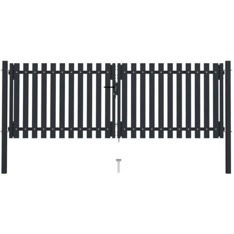 Portail de clôture à double porte Acier 306x125 cm Anthracite vidaXL