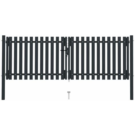 Portail de clôture à double porte Acier 306x150 Anthracite