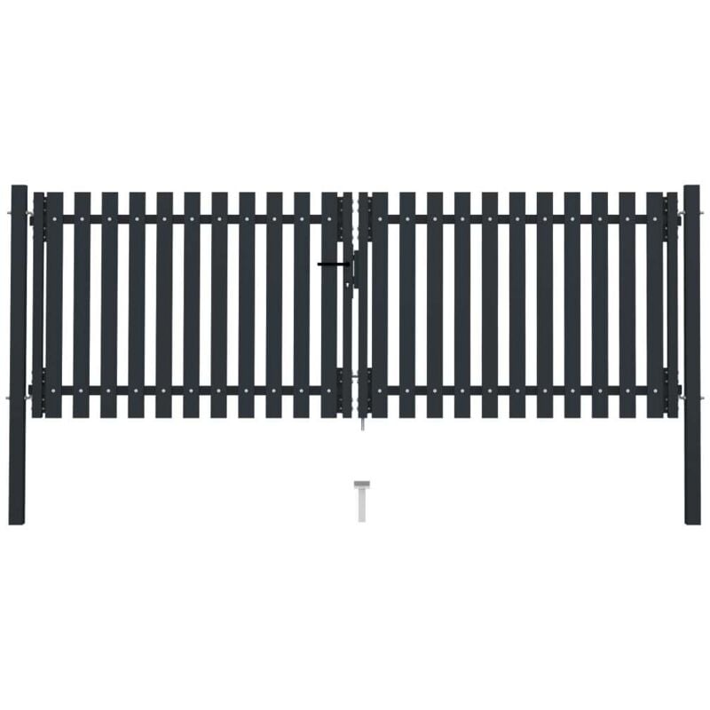 Portail de clôture à double porte Acier 306x150 cm Anthracite vidaXL