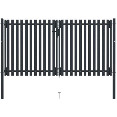 Portail de clôture à double porte Acier 306x200 Anthracite
