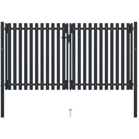 Portail de clôture à double porte Acier 306x220 Anthracite