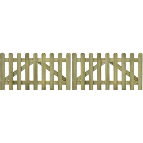 Portail de clôture à piquets 2 pcs Bois imprégné 300x80 cm