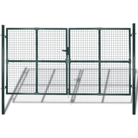 Portail de clôture à porte double Acier enduit de poudre vidaXL