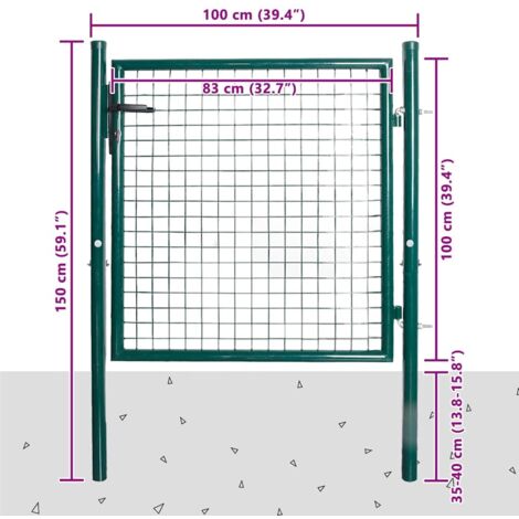 Portail de clôture à une porte 100x100 cm en acier thermolaqué