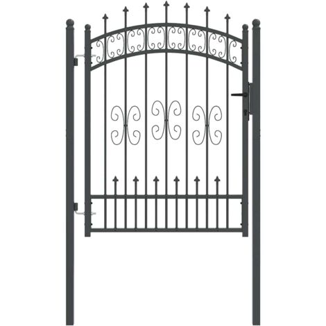 Portail de clôture avec pointe Gris 103 x 125 cm Acier CFW355917