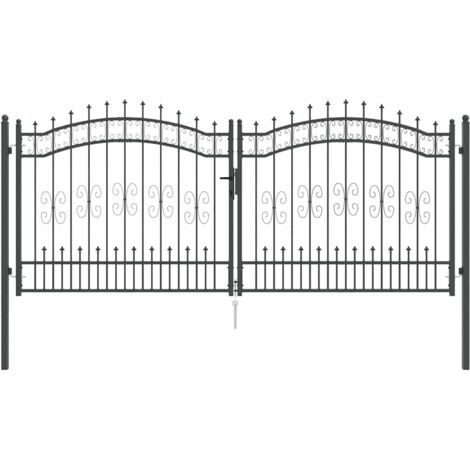 Portail de clôture avec pointe Gris 305 x 125 cm Acier CFW951161