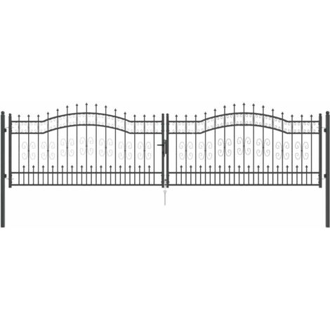 Portail de clôture avec pointe Gris 404 x 100 cm Acier CFW998941