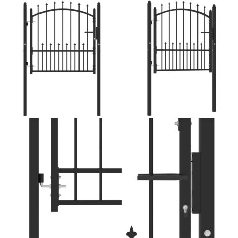 Portail de clôture avec pointes Acier 100x100 cm Noir - Portail De Cloture - Portillon - Clôture - Porte De Jardin - Sécurité Jardin - Home & Living