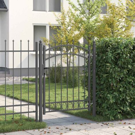 Portail de clôture avec pointes-Portail de jardin-Portillon de jardin Gris 150 x 100 cm 873398