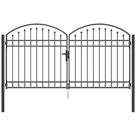 Portail de clôture avec verrouillage Gris 300 x 150 cm Acier CFW622938