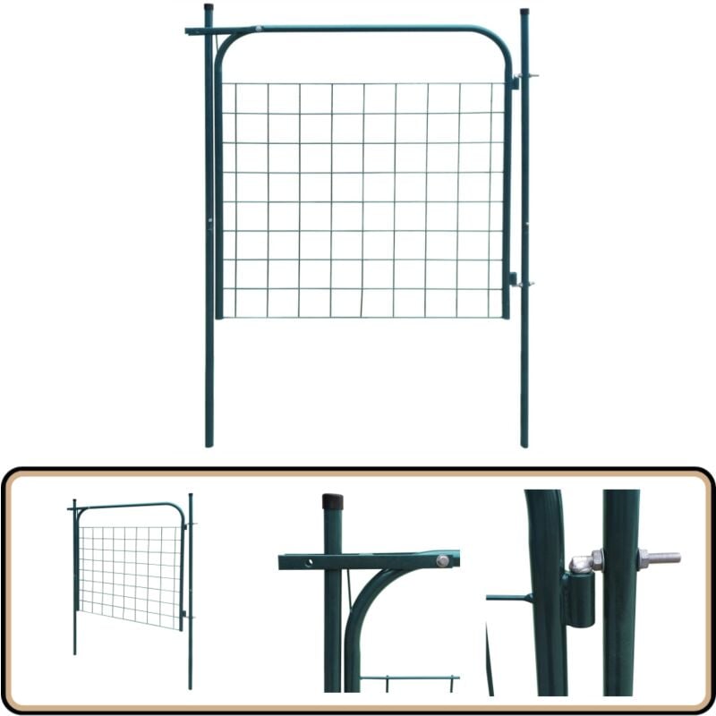 Portail de clôture de jardin 100 x 100 cm Vert - Portail De Jardin - Portillon - Clôture - Porte D'entrée - Acier Galvanisé