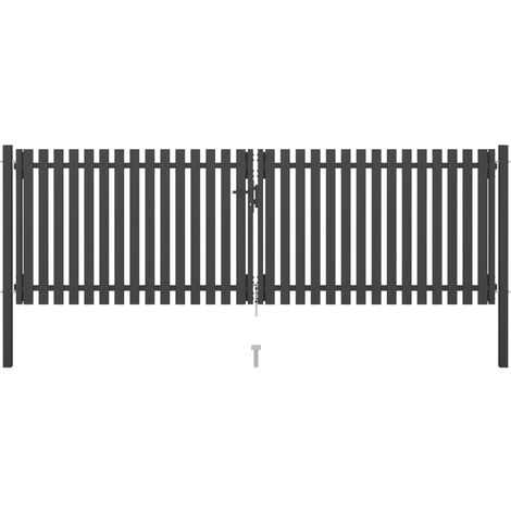 Portail de clôture de jardin Acier 4x1,5 m Anthracite