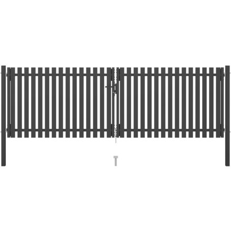 Portail de clôture de jardin Acier 4x1,5 m Anthracite vidaXL