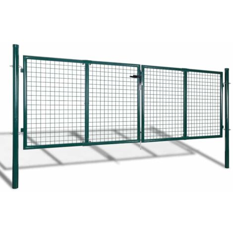 Portail de clôture en acier 300 x 125 cm vert
