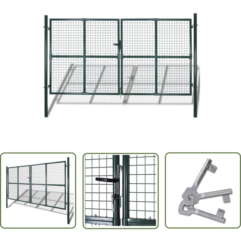 Portail de Clôture en Grillage Galvanisée 289 x 175 cm / 306 x 225 cm - Portail De Jardin - Portails En Acier - Clôture Grillagée - Porte De Jardin
