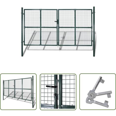 Portail de Clôture en Grillage Galvanisée 289 x 175 cm / 306 x 225 cm - Portail De Jardin - Portails En Acier - Clôture Grillagée - Porte De Jardin - Sécurité Jardin