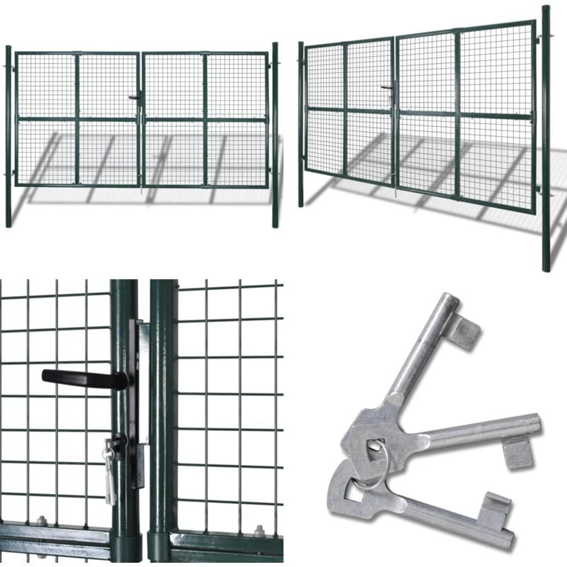 Portail de Clôture en Grillage Galvanisée 289 x 175 cm / 306 x 225 cm - Portail De Jardin - Portails En Acier - Clôture Grillagée - Porte De Jardin